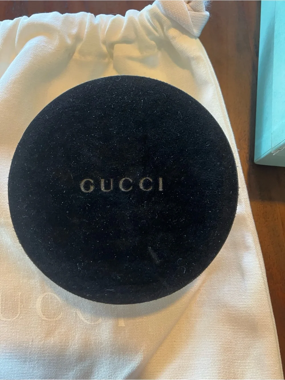 Gucci Clear Glass Paperweight with Black Grid and Multicolor Logo